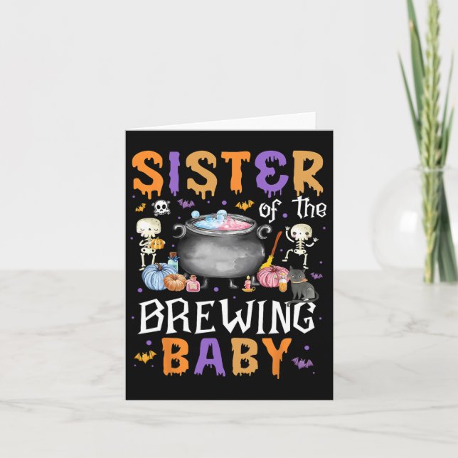 Sister Of The Brewing Byby Funny Halloween Outfit  Card (Front)