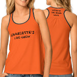 Sister Of The Bride | Burnt Orange Custom Name  Singlet<br><div class="desc">This bachelorette party tank top is for the sister of the bride. In a trendy burnt orange.  Add their name,  occasion and role by clicking on the personalise button. Remember to edit both sides.</div>