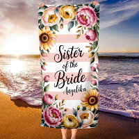 Sister of the Bride Pink Stripes Floral Wedding
