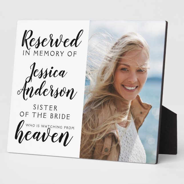 Sister of the Bride Reserved Heaven Photo Plaque (Side)