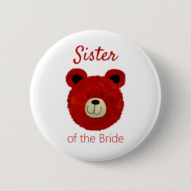Sister of the Bride teddybear Button (Front)