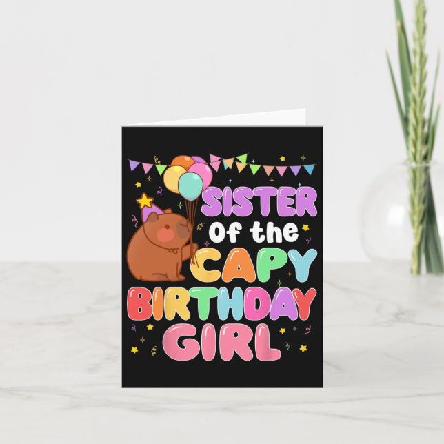 Sister Of The Capy Birthday Girl Capybara Family P Card (Front)