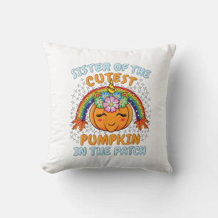 Sister Of The Cutest Pumpkin In The Patch Unicorn  Cushion