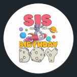 Sister of the Dabbing Astronaut Birthday Boy Match Classic Round Sticker<br><div class="desc">Sister of the Dabbing Astronaut Birthday Boy Matching Bday Sticker</div>