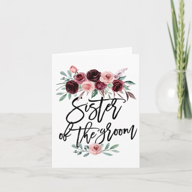 Sister Of The Groom Wedding Inlaw Bridesmaid Honou Card (Front)