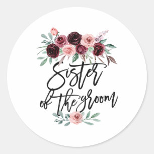 Sister Of The Groom Wedding Inlaw Bridesmaid Honou Classic Round Sticker