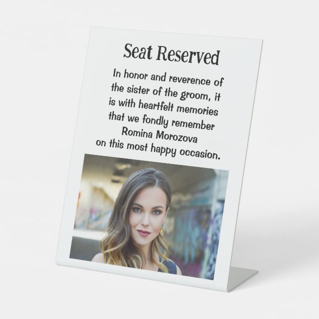 Sister Of The Groom Wedding Memorial Plaque Sign (Front)