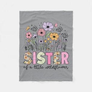 Sister Of The Little Wildflower Baby Birthday Fleece Blanket