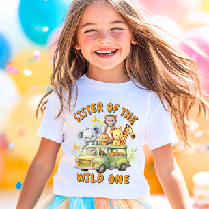 Sister of the Wild One safari animals birthday  T-Shirt