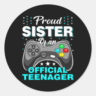 Sister Official Teenager Video Game Top 13th Birth Classic Round Sticker