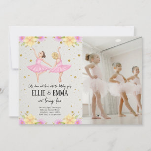 Sister or Twin Ballerina Photo Invitation