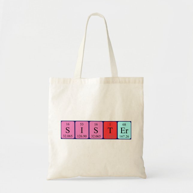 Sister periodic table name tote bag (Front)