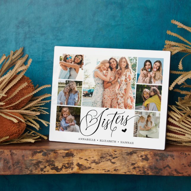 Sister Photo Collage Typography Keepsake  Plaque (Side)