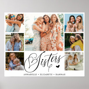 Sister Photo Collage Typography Keepsake Poster