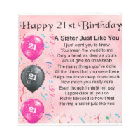 Sister Poem - 21st Birthday Design
