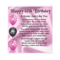 Sister poem - 60th Birthday