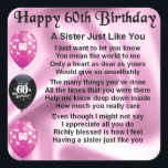 Sister poem  -  60th Birthday Square Sticker<br><div class="desc">A great gift for a sister on her 60th birthday</div>