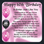 Sister poem  -  60th Birthday Square Sticker<br><div class="desc">A great gift for a sister on her 60th birthday</div>
