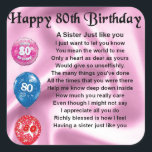 Sister Poem  - 80th Birthday Square Sticker<br><div class="desc">A great gift for a sister on her 80th birthday</div>