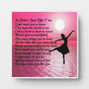 Sister Poem Plaque - Ballerina Design