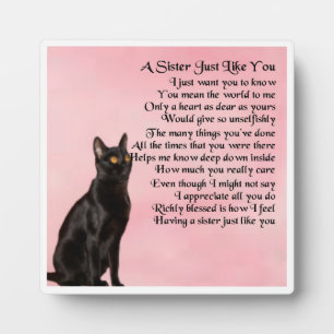 Sister Poem Plaque - Black Cat  Design