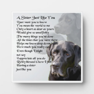 Sister Poem Plaque - Black Labrador  Design