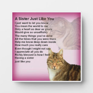 Sister Poem Plaque -  Cat  Design