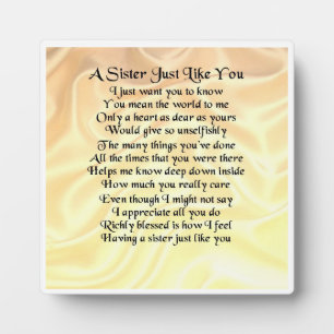 Sister Poem Plaque - Cream Silk  Design