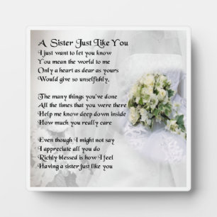 Sister Poem Plaque -  Wedding  Design