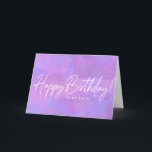 Sister Purple Birthday Card Girly Folded<br><div class="desc">Modern and simple but very girly and feminine purple and white card. Happy Birthday is written in a bright white calligraphy script. It really pops against a bright purple abstract background.</div>