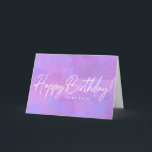 Sister Purple Birthday Card Girly Folded<br><div class="desc">Modern and simple but very girly and feminine purple and white card. Happy Birthday is written in a bright white calligraphy script. It really pops against a bright purple abstract background.</div>