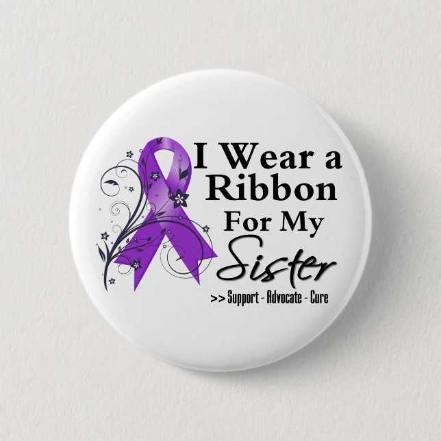Sister Purple Ribbon - Pancreatic Cancer 6 Cm Round Badge (Front)