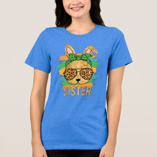 Sister Rabbit with Glasses Custom Art Print Tri-Blend Shirt