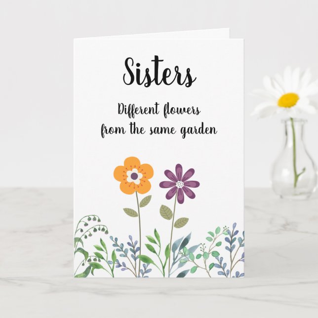 Sister(s) Pretty Floral Blank Inside Birthday Card (Small Plant)