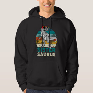 Sister Saurus Dinosaur Matching Family T Rex Vinta Hoodie