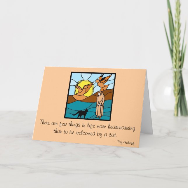 Sister Seraphim with Cats and Bird Thank You Card (Front)