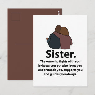 Sister Sibling Sister Love Sisterhood Quote Postcard