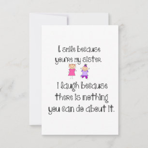 sister smile thank you card