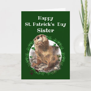 Sister St. Patrick's Day Shamrock Otter Animal Card