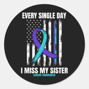 Sister Suicide Awareness Prevention American Flag  Classic Round Sticker