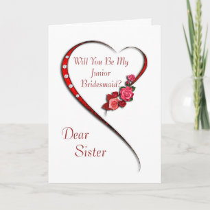 Sister, Swirling heart Junior Bridesmaid invite