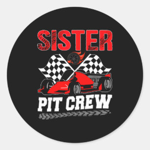 Sister T Crew Racing Family Race Car Birthday Boy  Classic Round Sticker