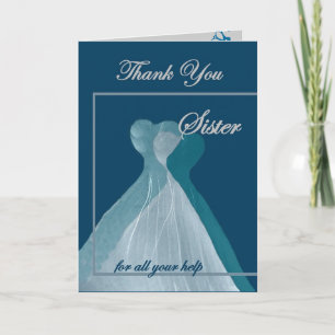 SISTER Thank You Bridesmaid - TEAL Gowns Card