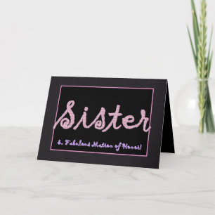 SISTER Thank You Matron of Honour - Plaid Letterin Card