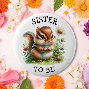 Sister to be Fox Woodland Themed Baby Shower 6 Cm Round Badge