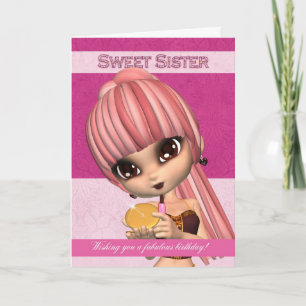 Sister Trendy Birthday Girl Greeting Card