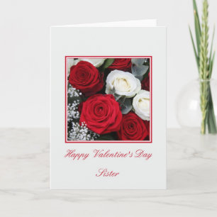 Sister Valentine's Day red and white roses Holiday Card