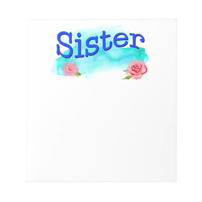 Sister Watercolor Roses Notepad (Front)