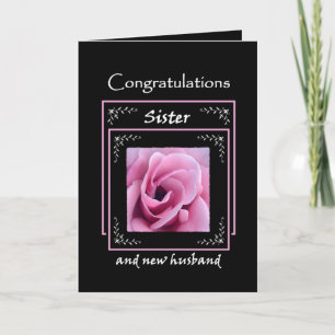 SISTER Wedding Congratulations - Pink Rose Card