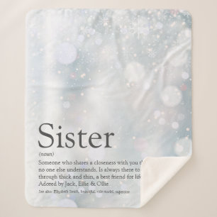 Sister Winter Holiday Snowflakes Fun Definition Sherpa Blanket